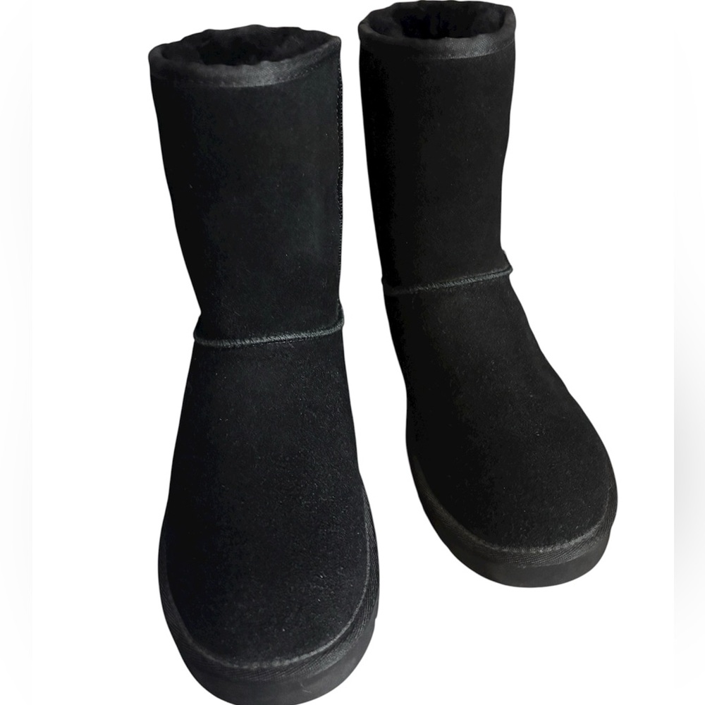 New Koolaburra by Ugg Black Suede Fuzzy Winter Boots Women’s size 9